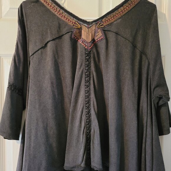Free People Flowy Beaded V-Neck Tunic - Picture 2 of 9